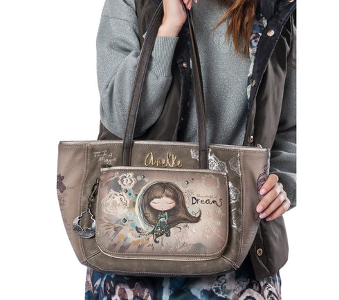 Poseta casual, dama, ANEKKE 41702-367, gri, piele ecologica