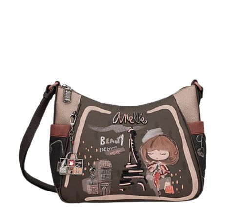 Poseta casual, dama, ANEKKE 41803-002, negru, piele ecologica