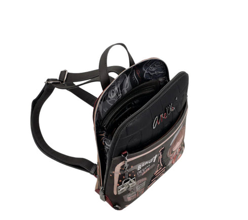 Rucsac casual, dama, ANEKKE 41805-055, negru, piele ecologica