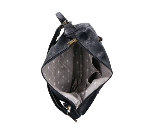 Poseta casual, dama, RIEKER, H1016-00, negru, piele ecologica