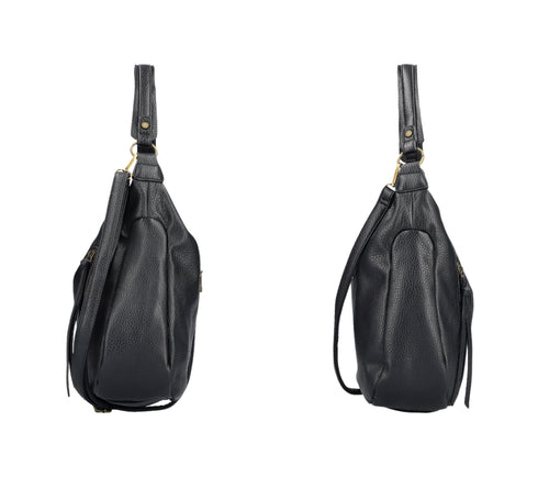 Poseta casual, dama, RIEKER, H1016-00, negru, piele ecologica