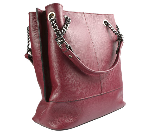 Poseta casual, dama, ADA SHOES, 21017, bordo, piele naturala