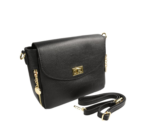 Poseta casual, dama, ADA SHOES, 25024, negru, piele naturala