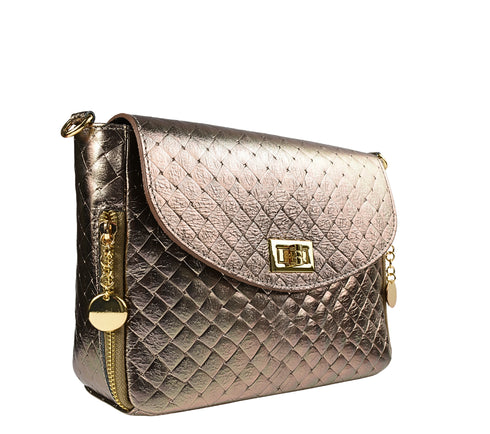 Poseta casual, dama, ADA SHOES, 25024, bronz, piele naturala