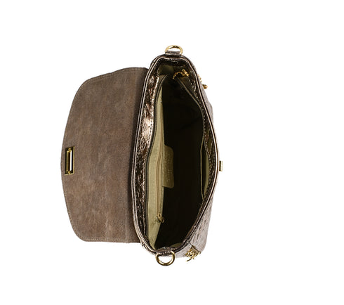 Poseta casual, dama, ADA SHOES, 25024, bronz, piele naturala