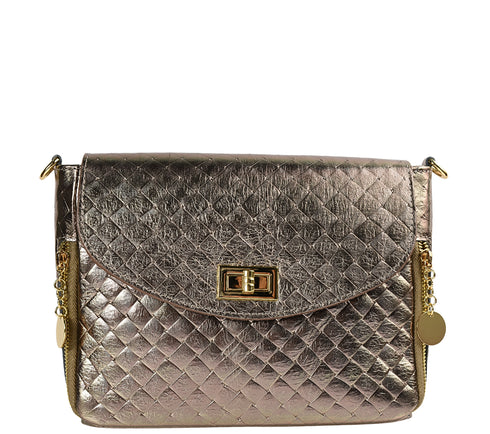 Poseta casual, dama, ADA SHOES, 25024, bronz, piele naturala