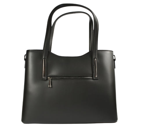 Poseta casual, dama, ADA SHOES, BIANCA, negru, piele naturala