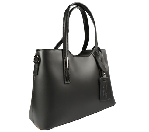 Poseta casual, dama, ADA SHOES, BIANCA, negru, piele naturala