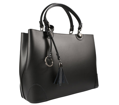 Poseta casual, dama, ADA SHOES, CHARLIZE, negru, piele naturala