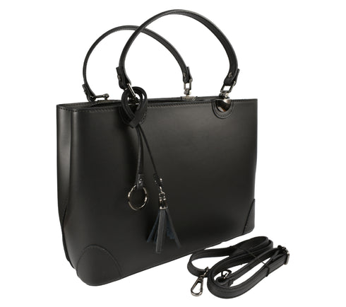 Poseta casual, dama, ADA SHOES, CHARLIZE, negru, piele naturala