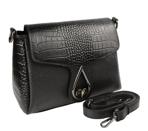 Poseta casual, dama, ADA SHOES, 19061, negru, piele naturala