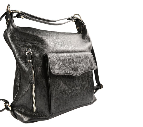 Poseta casual, dama, ADA SHOES, ROBERTA V2, negru, piele naturala