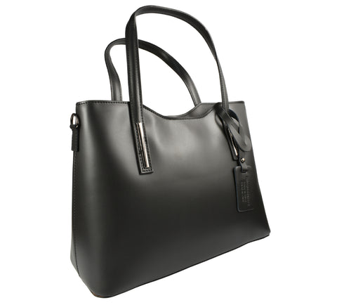 Poseta casual, dama, ADA SHOES, ANDA, negru, piele naturala