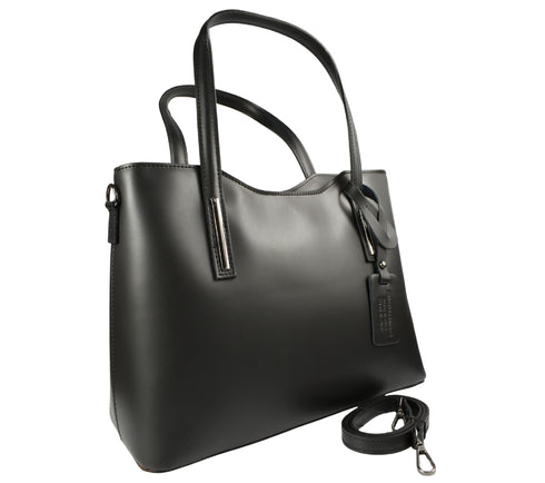 Poseta casual, dama, ADA SHOES, ANDA, negru, piele naturala