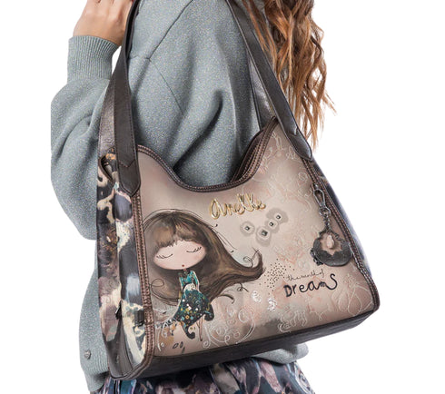 Poseta casual, dama, ANEKKE 41702-203, gri, piele ecologica