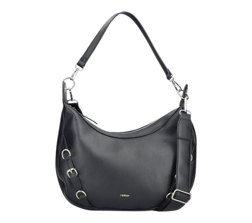 Poseta casual, dama, RIEKER, H1014-00, negru, piele ecologica