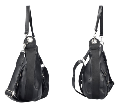 Poseta casual, dama, RIEKER, H1014-00, negru, piele ecologica