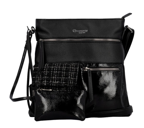 Poseta casual, dama, REMONTE, Q0729-01, negru, piele ecologica