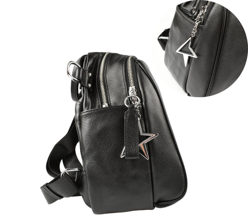 Rucsac casual, dama, ADA SHOES, 77295, negru, piele naturala