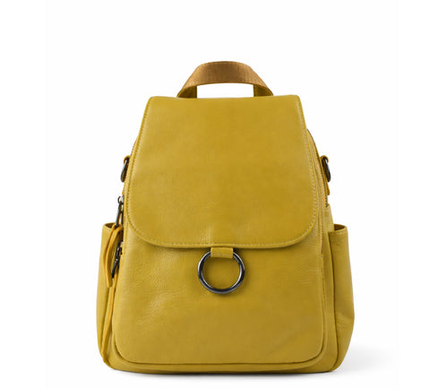 Rucsac casual, dama, ADA SHOES, 8801, galben, piele naturala