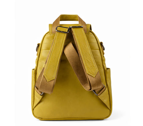 Rucsac casual, dama, ADA SHOES, 8801, galben, piele naturala