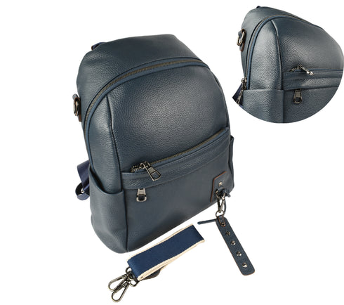 Rucsac casual, dama, ADA SHOES, 81518, albastru, piele naturala