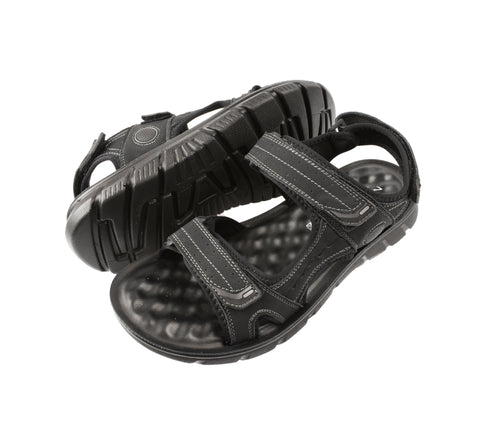 Sandale casual, barbati, MELS 95163, negru, piele naturala