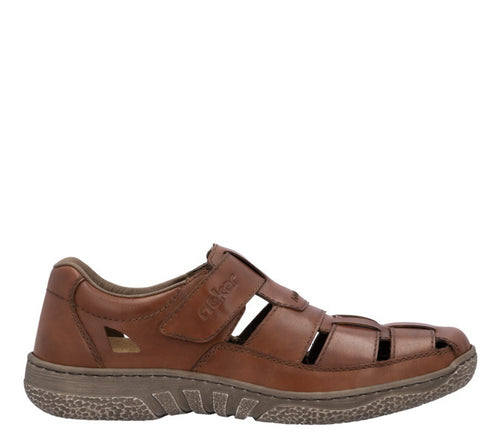 Sandale casual, barbati, RIEKER, ANTISTRESS, 03578-24 maro, piele naturala