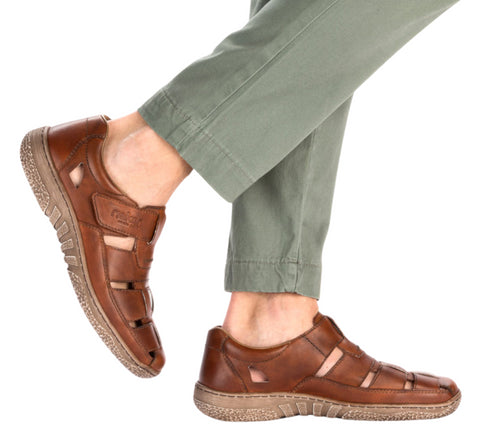 Sandale casual, barbati, RIEKER, ANTISTRESS, 03578-24 maro, piele naturala