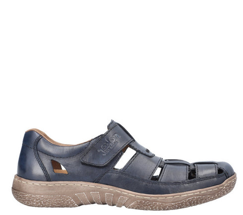 Sandale casual, barbati, RIEKER, ANTISTRESS, 03578-14 bleumarin, piele naturala