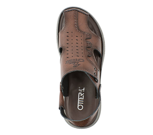 Sandale casual, barbati, OTTER FM60003A, maro, piele naturala