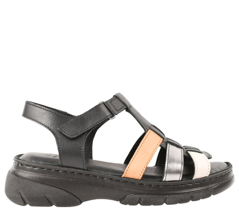 Sandale casual, dama, ANNA VIOTTI, D60-336 negru, piele naturala