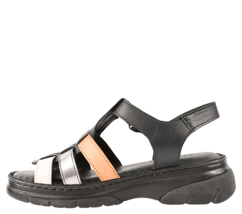 Sandale casual, dama, ANNA VIOTTI, D60-336 negru, piele naturala