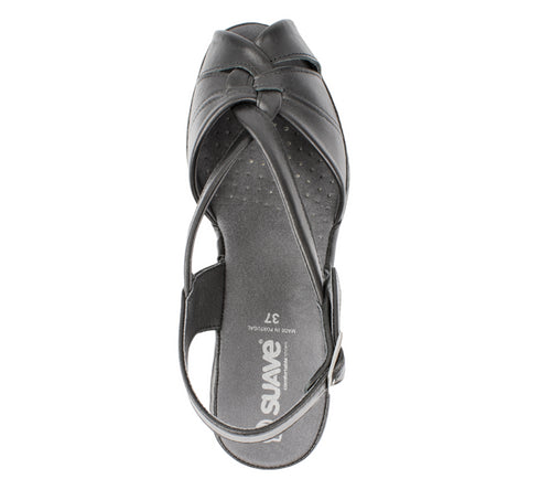 Sandale casual, dama, SUAVE AIR FUNCTION SYSTEM, 0065 negru, piele naturala