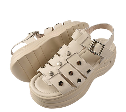 Sandale casual, dama, PASS COLLECTION, DL40002 alb, piele naturala