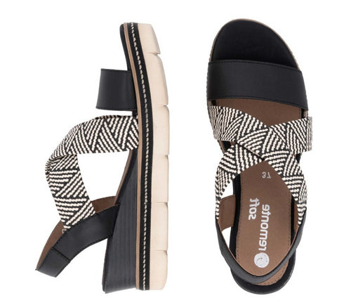 Sandale casual, dama, REMONTE SOFT, D2L54-03 NEGRU, piele ecologica