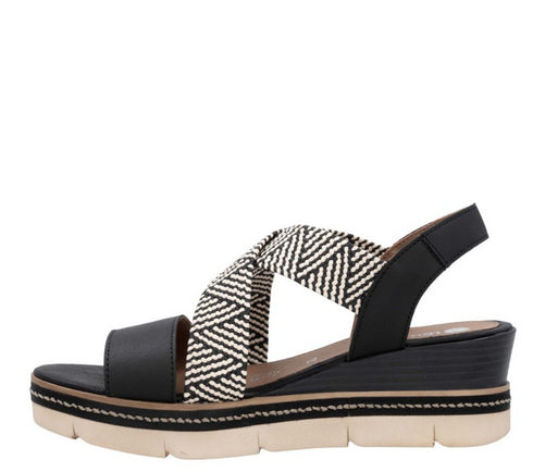 Sandale casual, dama, REMONTE SOFT, D2L54-03 NEGRU, piele ecologica