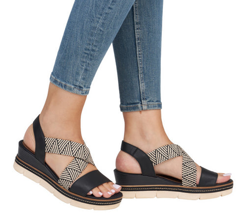 Sandale casual, dama, REMONTE SOFT, D2L54-03 NEGRU, piele ecologica