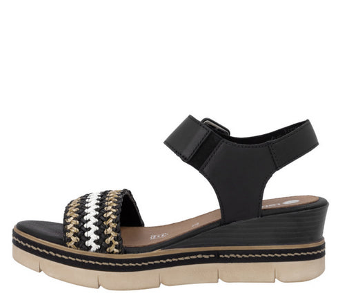 Sandale casual, dama, REMONTE, D2L55-03 NEGRU, piele ecologica