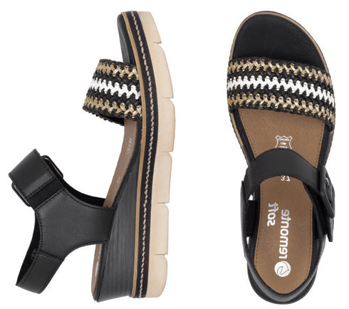 Sandale casual, dama, REMONTE, D2L55-03 NEGRU, piele ecologica