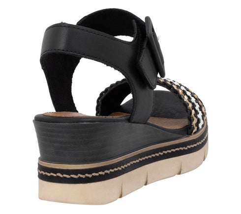 Sandale casual, dama, REMONTE, D2L55-03 NEGRU, piele ecologica