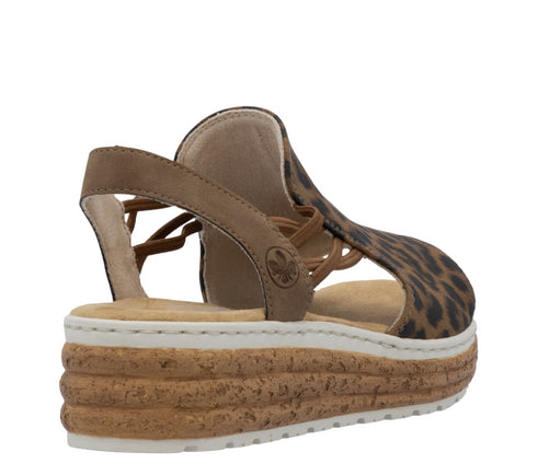 Sandale casual, dama, RIEKER, ANTISTRESS, 62741-90 maro, piele ecologica