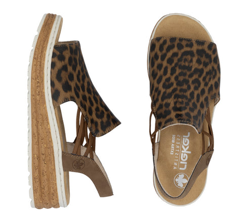 Sandale casual, dama, RIEKER, ANTISTRESS, 62741-90 maro, piele ecologica