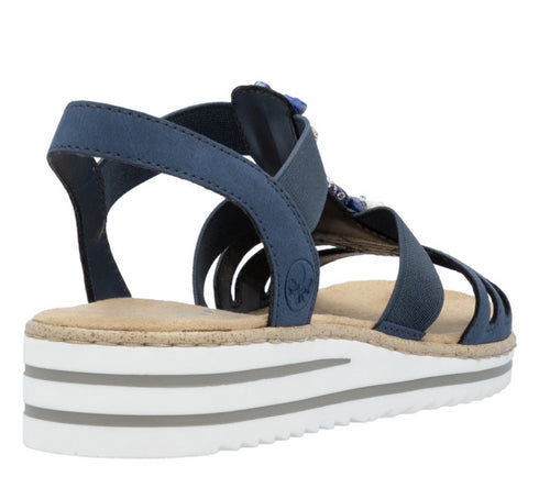 Sandale casual, dama, RIEKER ANTISTRESS, V0649-14 bleumarin, piele ecologica
