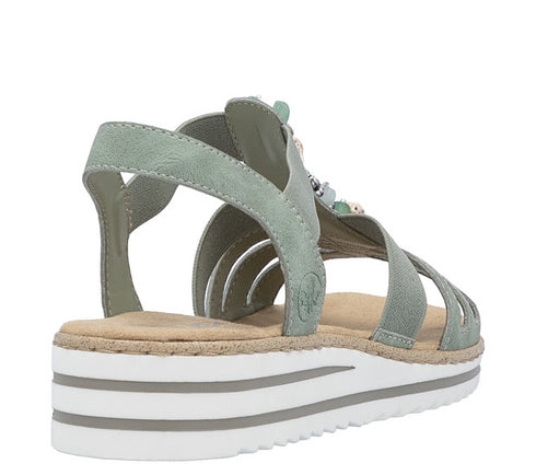 Sandale casual, dama, RIEKER ANTISTRESS, V0649-52 verde, piele ecologica