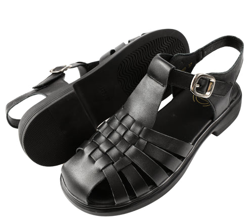 Sandale casual, dama, FORMAZIONE, 5250 negru, piele naturala, toc