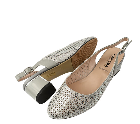 Sandale elegante, dama, KARISMA, JY40026C argintiu, piele naturala, toc