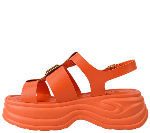 Sandale casual, dama, PASS COLLECTION, DL40003 portocaliu, piele naturala