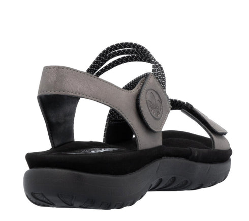 Sandale casual, dama, RIEKER, ANTISTRESS, 64870-42 negru, piele ecologica