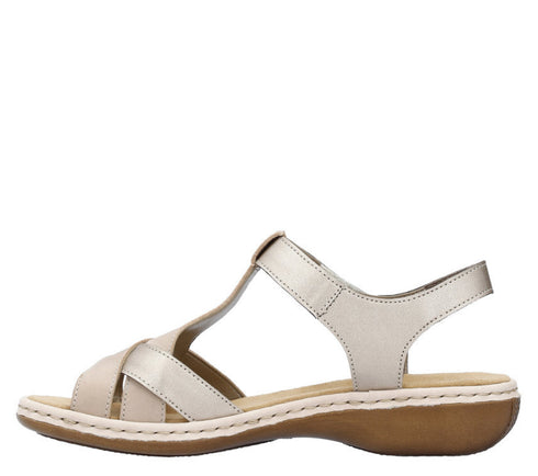 Sandale casual, dama, RIEKER, ANTISTRESS, 65919-61 bej sidef, piele ecologica
